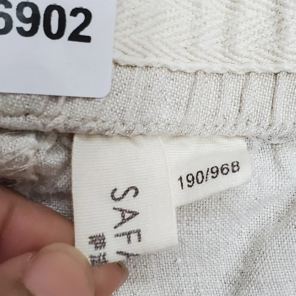 SAFARUI Men Pants Large 190/96B Beige Linen Casual Coastal Beach